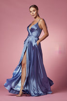 Double Breasted Spaghetti Straps High Slit Long Bridesmaid Dress NXR1029-Bridesmaid Dress-smcfashion.com