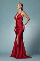 Double Spaghetti Straps Slit Long Bridesmaid & Prom Dress NXE1035-Prom Dress-smcfashion.com