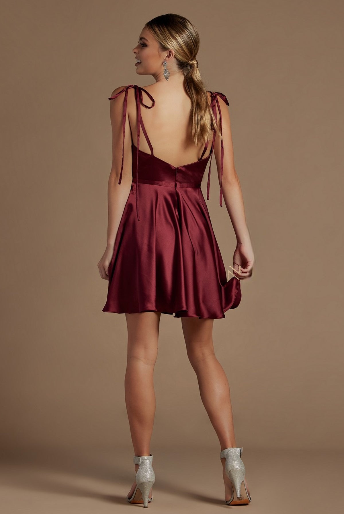 Open Back Satin Fit Short Homecoming & Cocktail Dress NXR701-Cocktail Dress-smcfashion.com