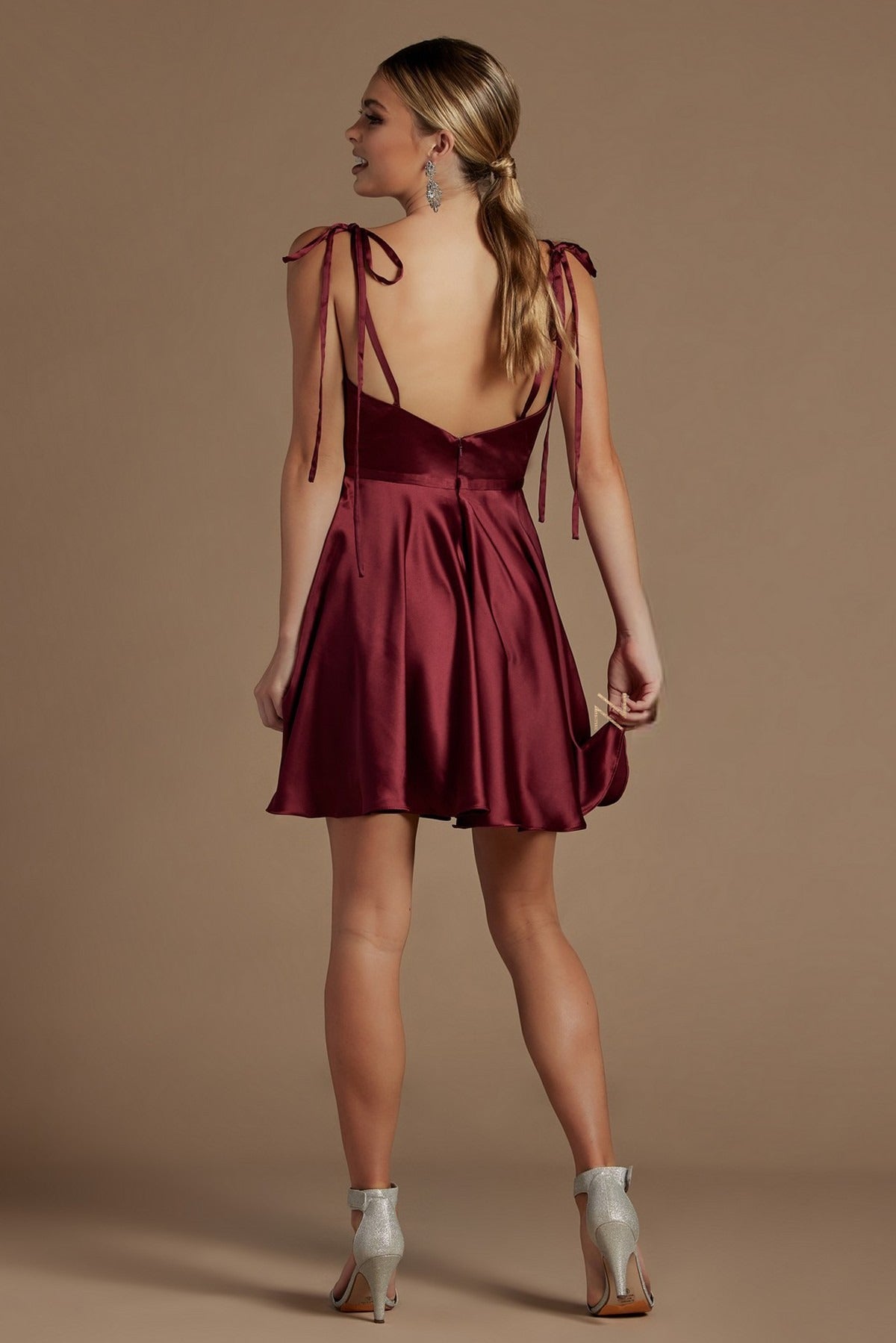 Open Back Satin Fit Short Homecoming & Cocktail Dress NXR701-Cocktail Dress-smcfashion.com