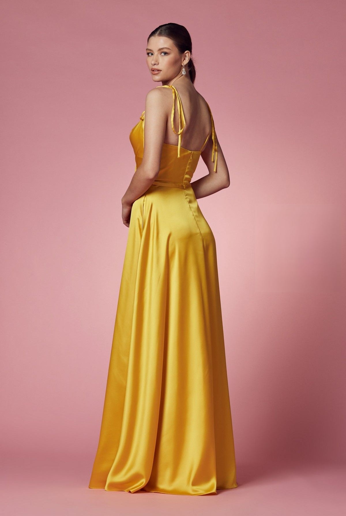 Double Breasted Spaghetti Straps High Slit Long Bridesmaid Dress NXR1029-Bridesmaid Dress-smcfashion.com