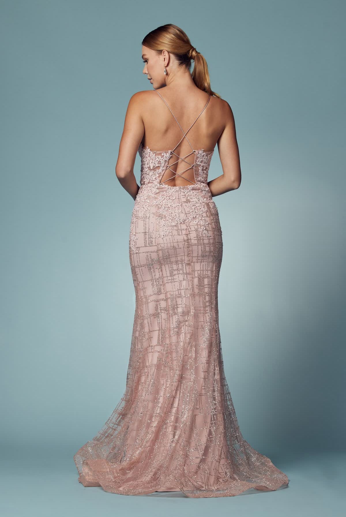 Glitter Deep V-Neck Bodice Trumpet Long Prom Dress NXR282-1-Prom Dress-smcfashion.com