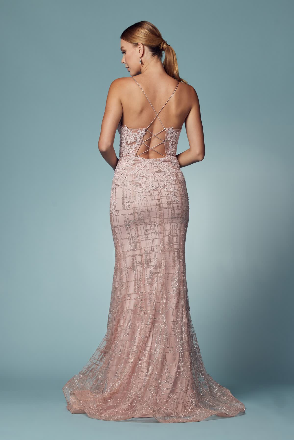 Glitter Deep V-Neck Bodice Trumpet Long Prom Dress NXR282-1-Prom Dress-smcfashion.com