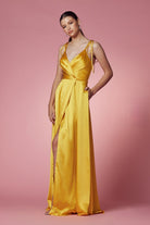 Double Breasted Spaghetti Straps High Slit Long Bridesmaid Dress NXR1029-Bridesmaid Dress-smcfashion.com