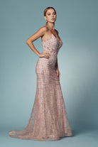Glitter Deep V-Neck Bodice Trumpet Long Prom Dress NXR282-1-Prom Dress-smcfashion.com