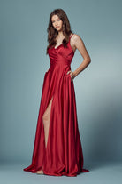 Double Breasted High Slit Long Bridesmaid & Prom Dress NXE1020-Prom Dress-smcfashion.com