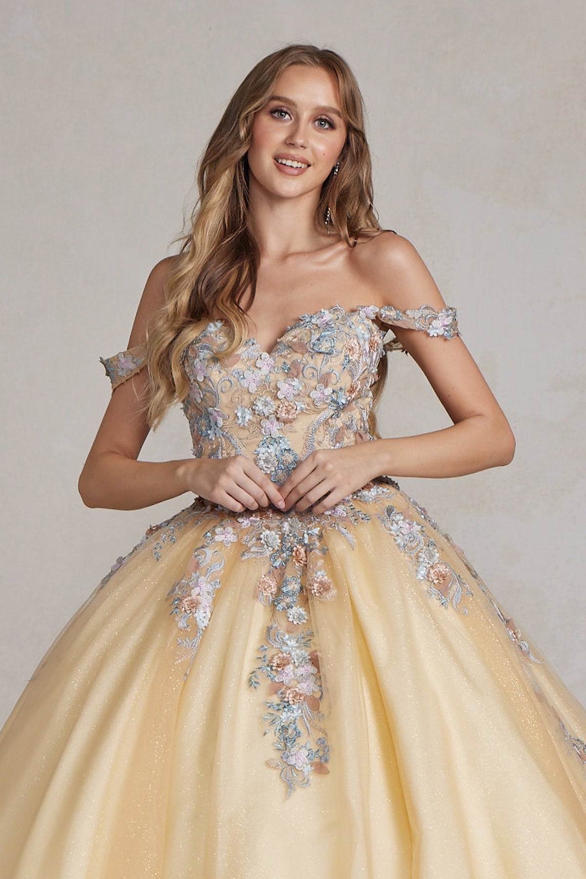 Off Shoulder Embroidered Lace Bodice Long Quinceanera Dress NXJU809-Quinceanera Dress-smcfashion.com