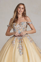 Off Shoulder Embroidered Lace Bodice Long Quinceanera Dress NXJU809-Quinceanera Dress-smcfashion.com