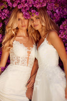 Glitter Embroidered Bodice Deep V-Neck Short Homecoming & Cocktail Dress NXR700-Cocktail Dress-smcfashion.com