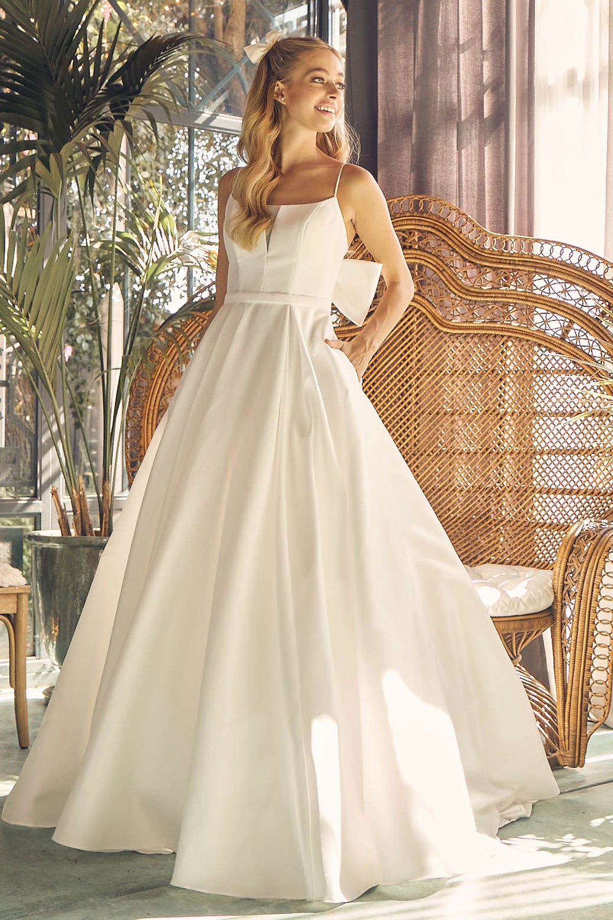 Illusion Straight Across A-Line Satin Spaghetti Straps Long Wedding Dress NXJE968-Wedding Dress-smcfashion.com