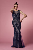 Embroidered Lace Mermaid Long Prom & Mother Of The Bride Dress NXE1006P-Mother of the Bride Dress-smcfashion.com
