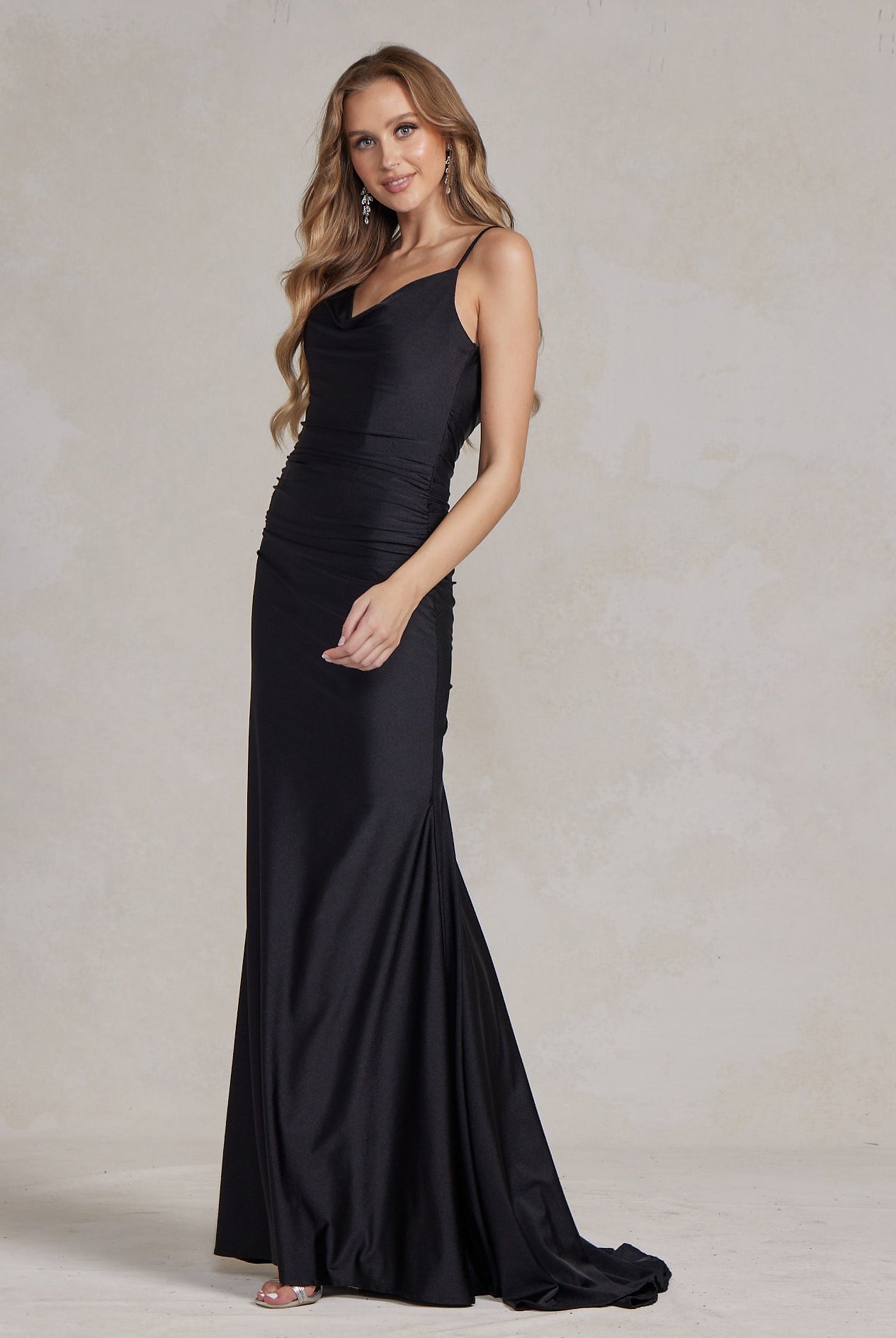Cowl Neck Low Back Mermaid Open V-Back Long Evening Dress NXK490-Evening Dress-smcfashion.com