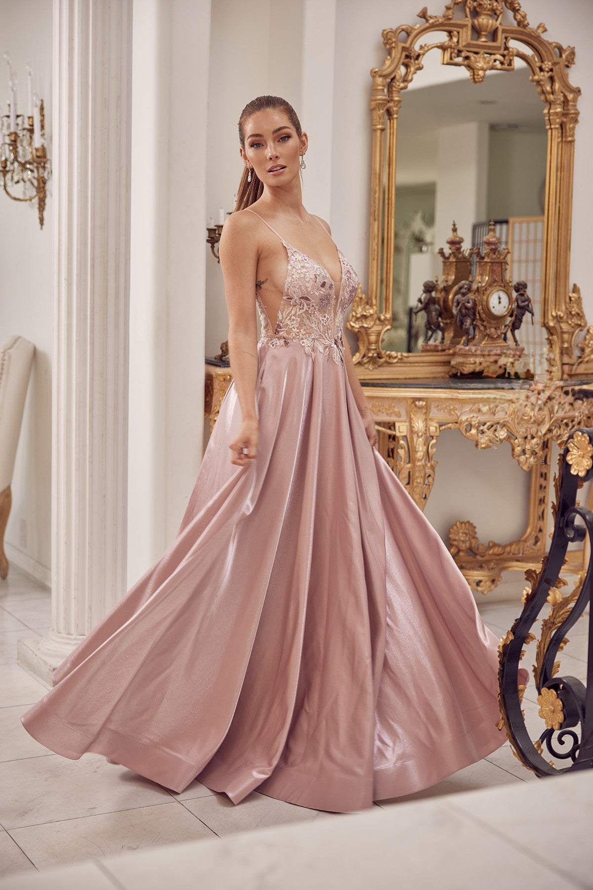 Glitter Embroidered Bodice A-Line Long Prom Dress NXE1004-Prom Dress-smcfashion.com