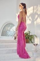 Open Criss Cross Back High Slit Embroidered Sequin Long Prom Dress NXR1031-Prom Dress-smcfashion.com