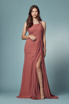 High Slit One Shoulder Long Bridesmaid & Evening Dress NXE1005-Bridesmaid Dress-smcfashion.com