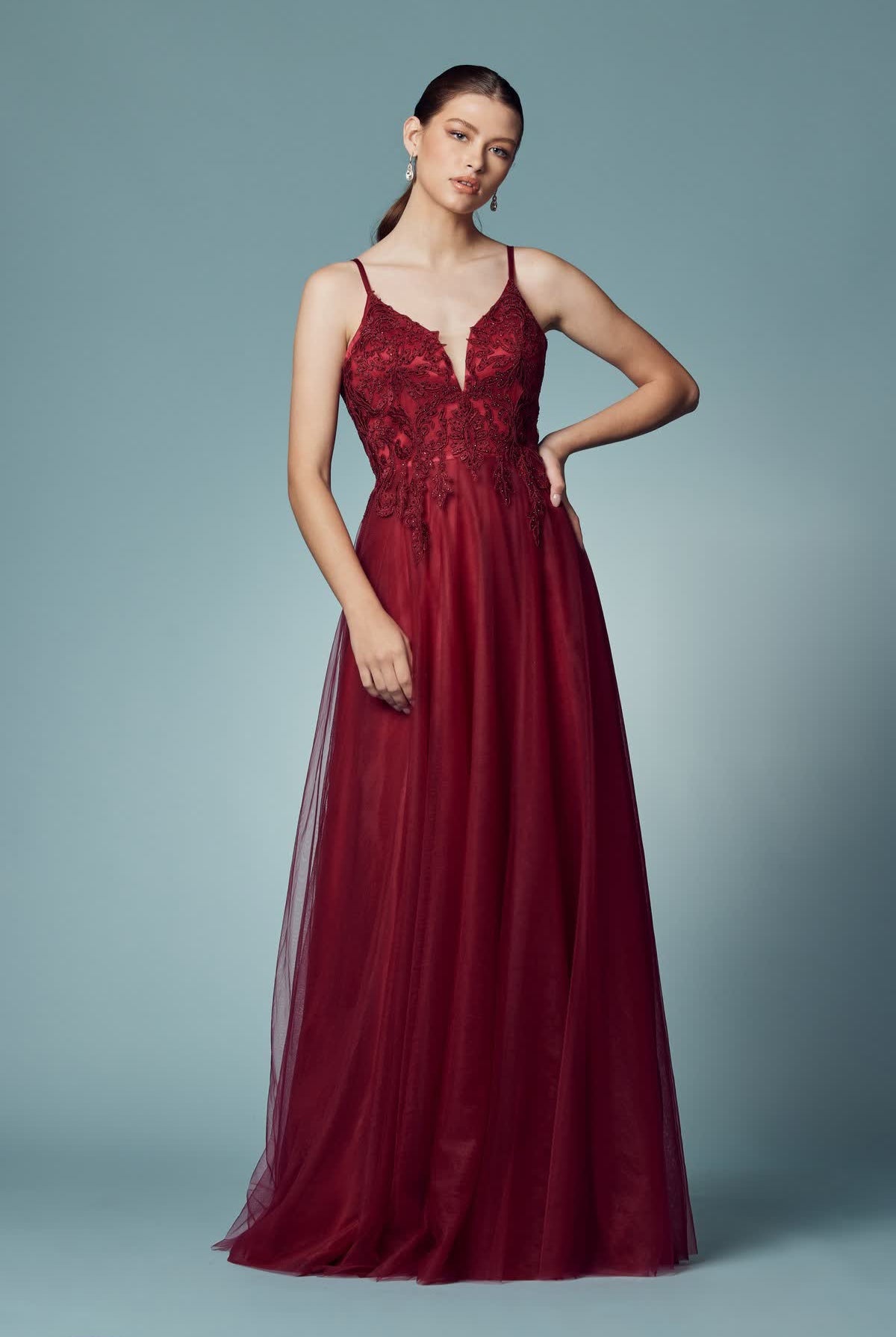 Embroidered Bodice Long Prom & Bridesmaid Dress NXR357-Bridesmaid Dress-smcfashion.com