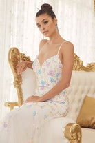 Mermaid Open Criss Cross Back Embroidered Flower Lace Long Prom Dress NXC1117-Prom Dress-smcfashion.com