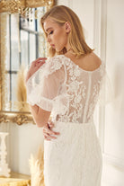 Embroidered Lace Sheer Back Tail Long Wedding Dress NXJE927-Wedding Dress-smcfashion.com