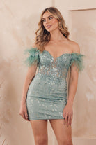 Featuring Sleeveless Sheer Bodice Sweetheart Off Shoulder Short Cocktail Dress NXL789-Cocktail Dress-smcfashion.com