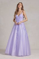 A-Line Embroidered Lace Open Criss Cross Back Long Prom Dress NXE1178-Prom Dress-smcfashion.com