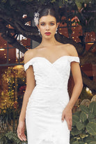 Off Shoulder Ruffled Skirt Sweetheart Long Wedding Dress NXC1106W-Wedding Dress-smcfashion.com