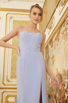 Side Slit Satin Sheer Back Sleeveless Spaghetti Straps Long Evening Dress NXP1168-Evening Dress-smcfashion.com