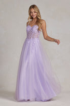 Embroidered Beads Sheer Bodice A-Line Long Prom Dress NXF1087-Prom Dress-smcfashion.com