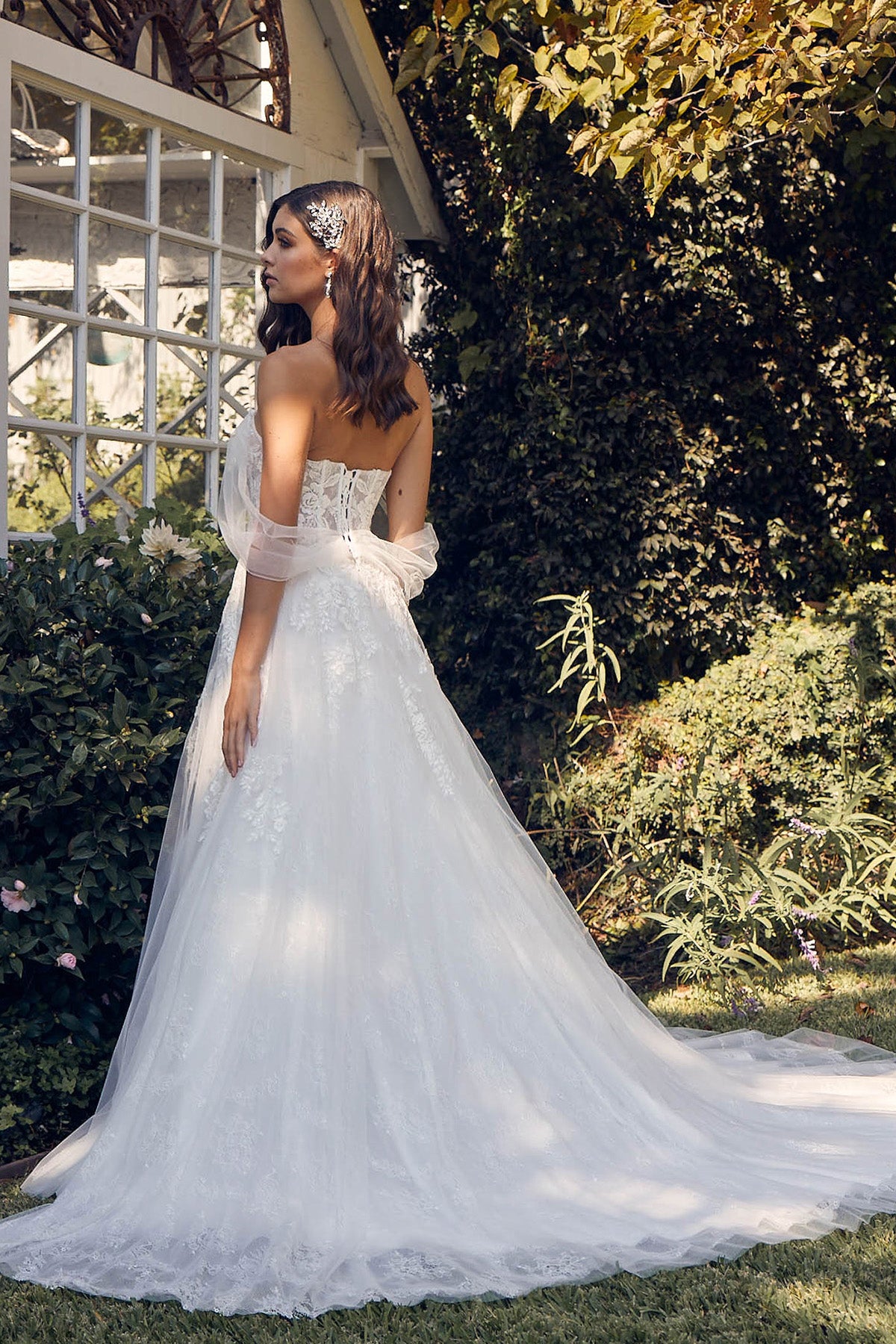Off Shoulder A-Line Tulle Embroidered Lace Long Wedding Dress NXJE946-Wedding Dress-smcfashion.com