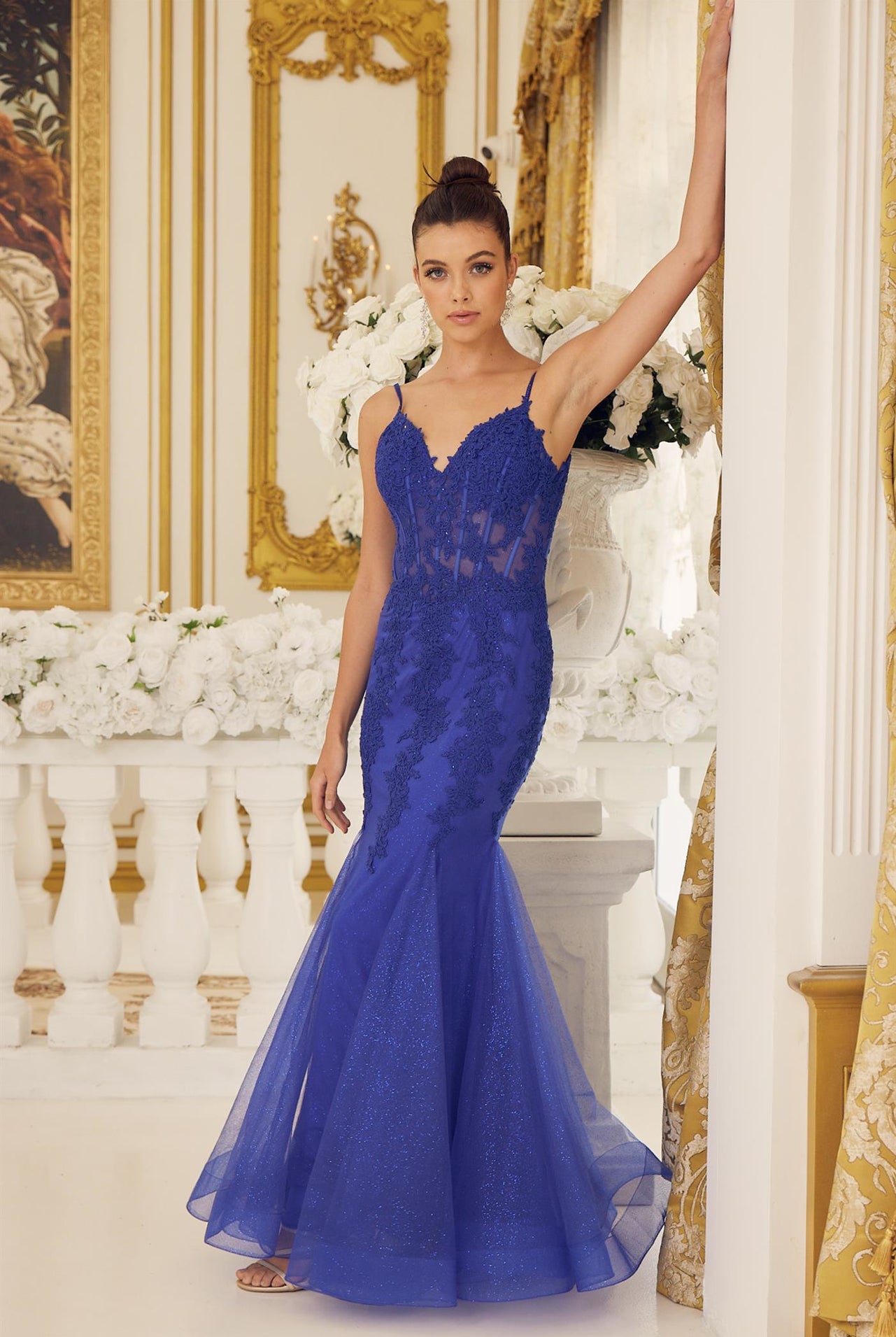 Embroidered Bodice Tulle Skirt Mermaid Long Prom Dress NXP1170-Prom Dress-smcfashion.com