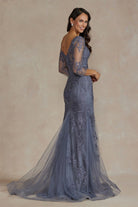 Sweetheart Embroidered Lace Sheer 3/4 Sleeves Long Mother of the Bride Dress NXJQ504-Mother of the Bride Dress-smcfashion.com