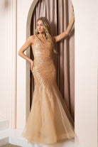 Mermaid Embroidered Sequin Open V-Back Long Prom Dress NXH1088-Prom Dress-smcfashion.com