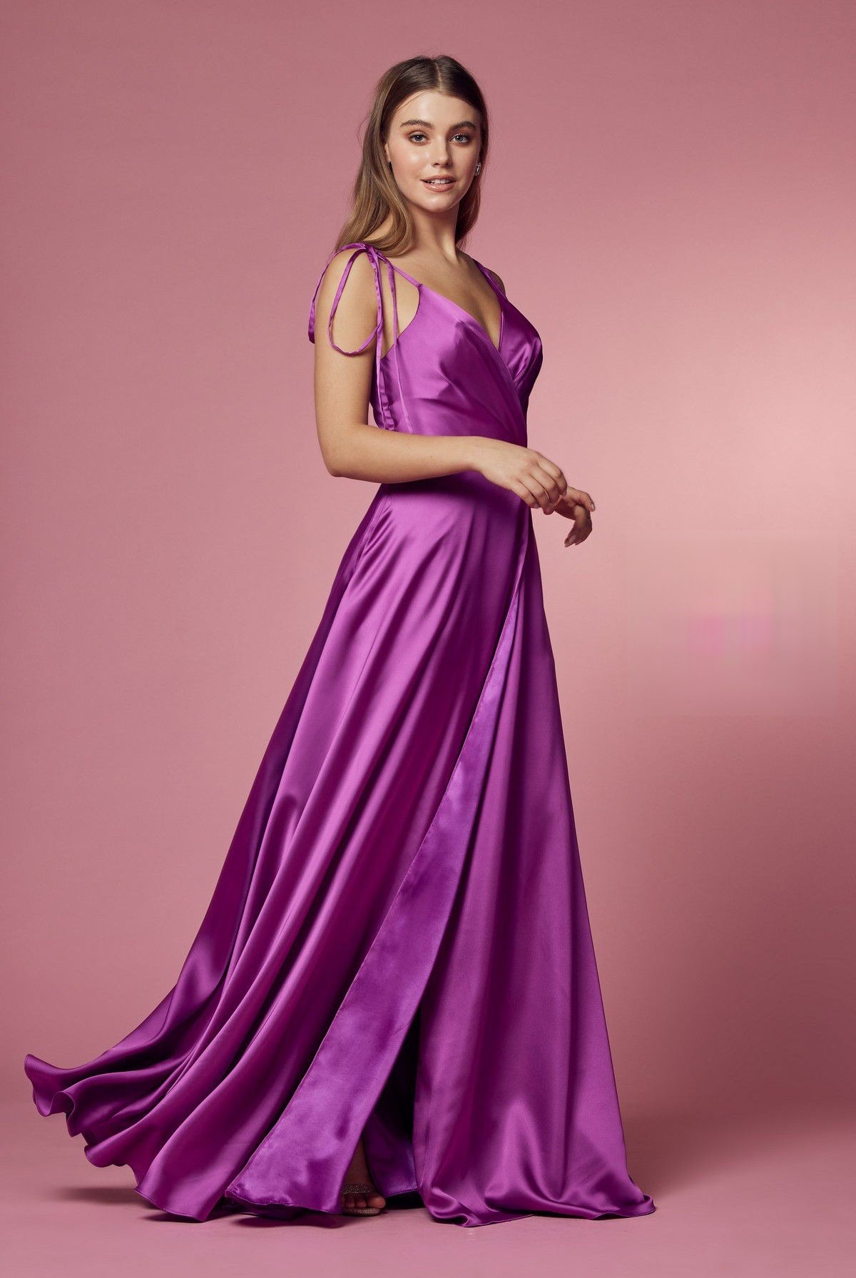 Double Breasted Spaghetti Straps High Slit Long Bridesmaid Dress NXR1029-Bridesmaid Dress-smcfashion.com