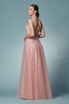 Floral Design Spaghetti Straps Long Bridesmaid & Prom Dress NXC415-Bridesmaid Dress-smcfashion.com