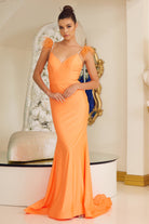 Mermaid Satin Embellished Feather Open Back Long Prom Dress NXT1138-Prom Dress-smcfashion.com