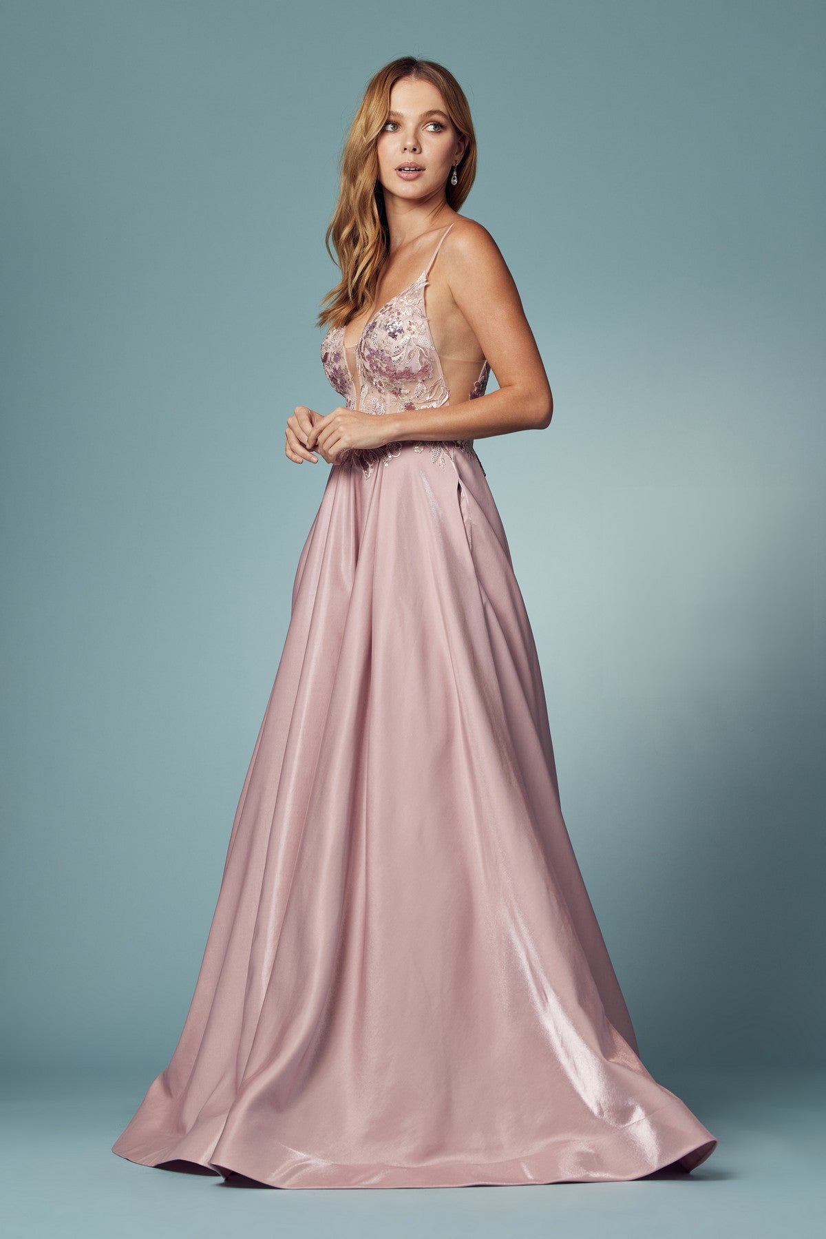 Glitter Embroidered Bodice A-Line Long Prom Dress NXE1004-Prom Dress-smcfashion.com