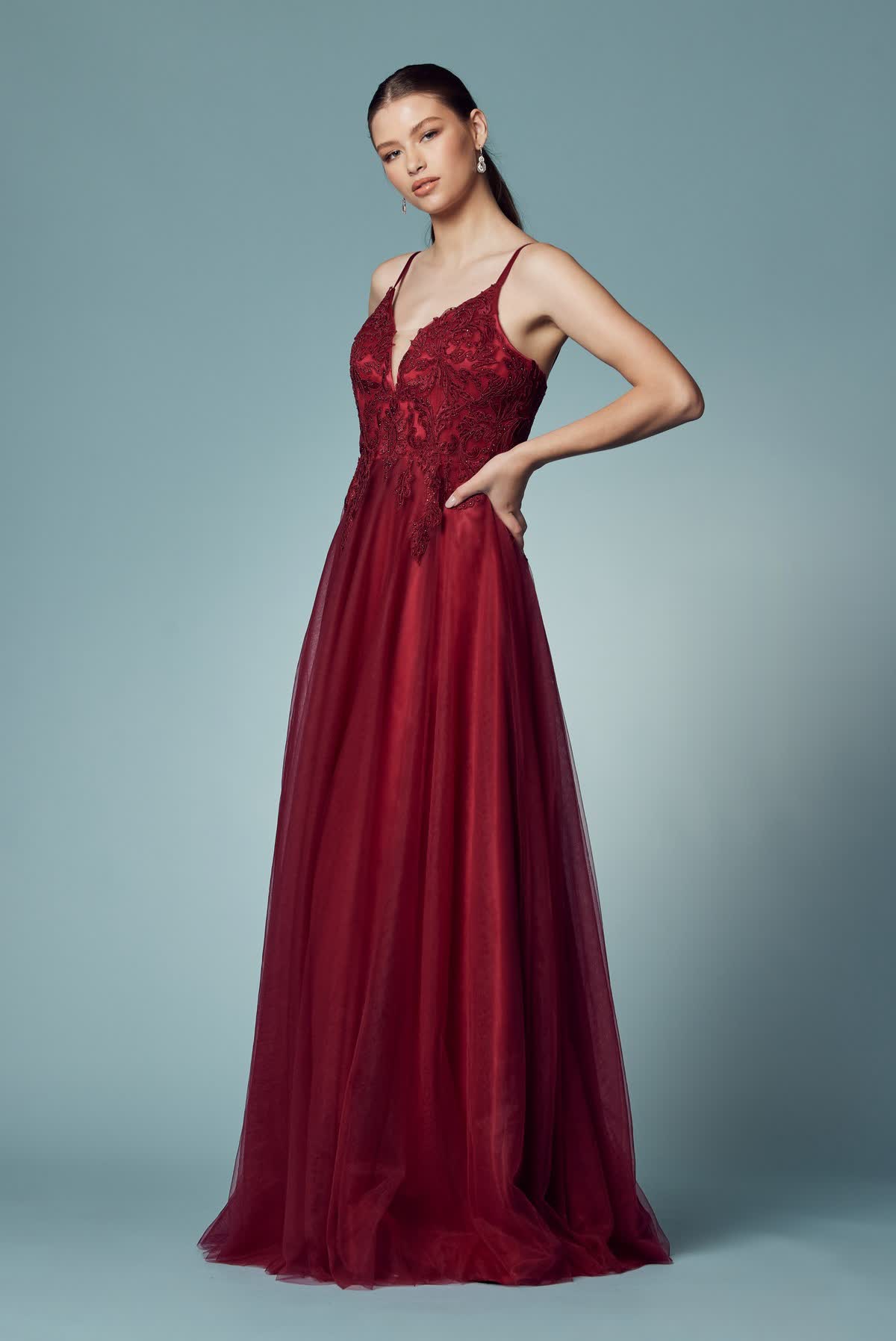 Embroidered Bodice Long Prom & Bridesmaid Dress NXR357-Bridesmaid Dress-smcfashion.com