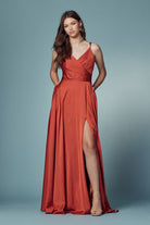 Double Breasted High Slit Long Bridesmaid & Prom Dress NXE1020-Prom Dress-smcfashion.com