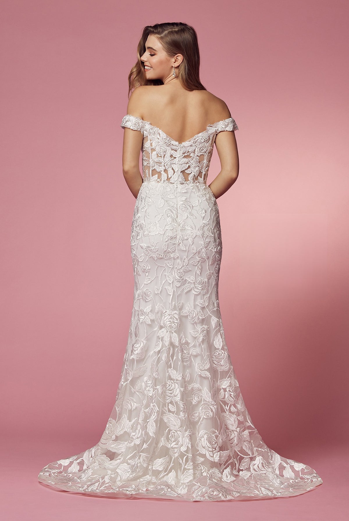 Off Shoulder Boho Inspired Mermaid Long Wedding Dress NXC439W-Wedding Dress-smcfashion.com