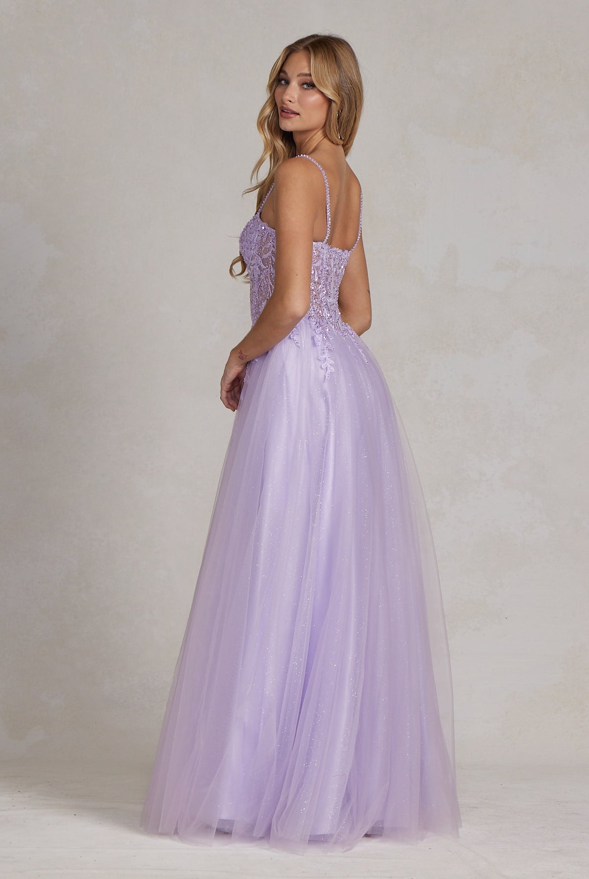 Embroidered Beads Sheer Bodice A-Line Long Prom Dress NXF1087-Prom Dress-smcfashion.com