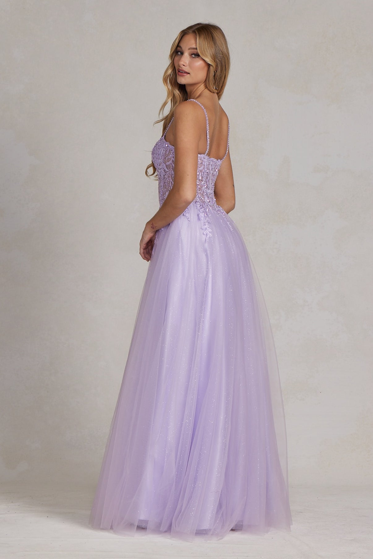 Embroidered Beads Sheer Bodice A-Line Long Prom Dress NXF1087-Prom Dress-smcfashion.com