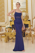 Mermaid Satin Embroidered Lace Square Neck Long Prom Dress NXE1186-Evening Dress-smcfashion.com