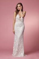 Lace & Beads Embroidered Mermaid Long Wedding Dress NXF485W-Wedding Dress-smcfashion.com