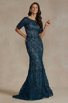 1/2 Sleeves Mermaid Embroidered Lace Long Mother of the Bride Dress NXJQ506-Mother of the Bride Dress-smcfashion.com