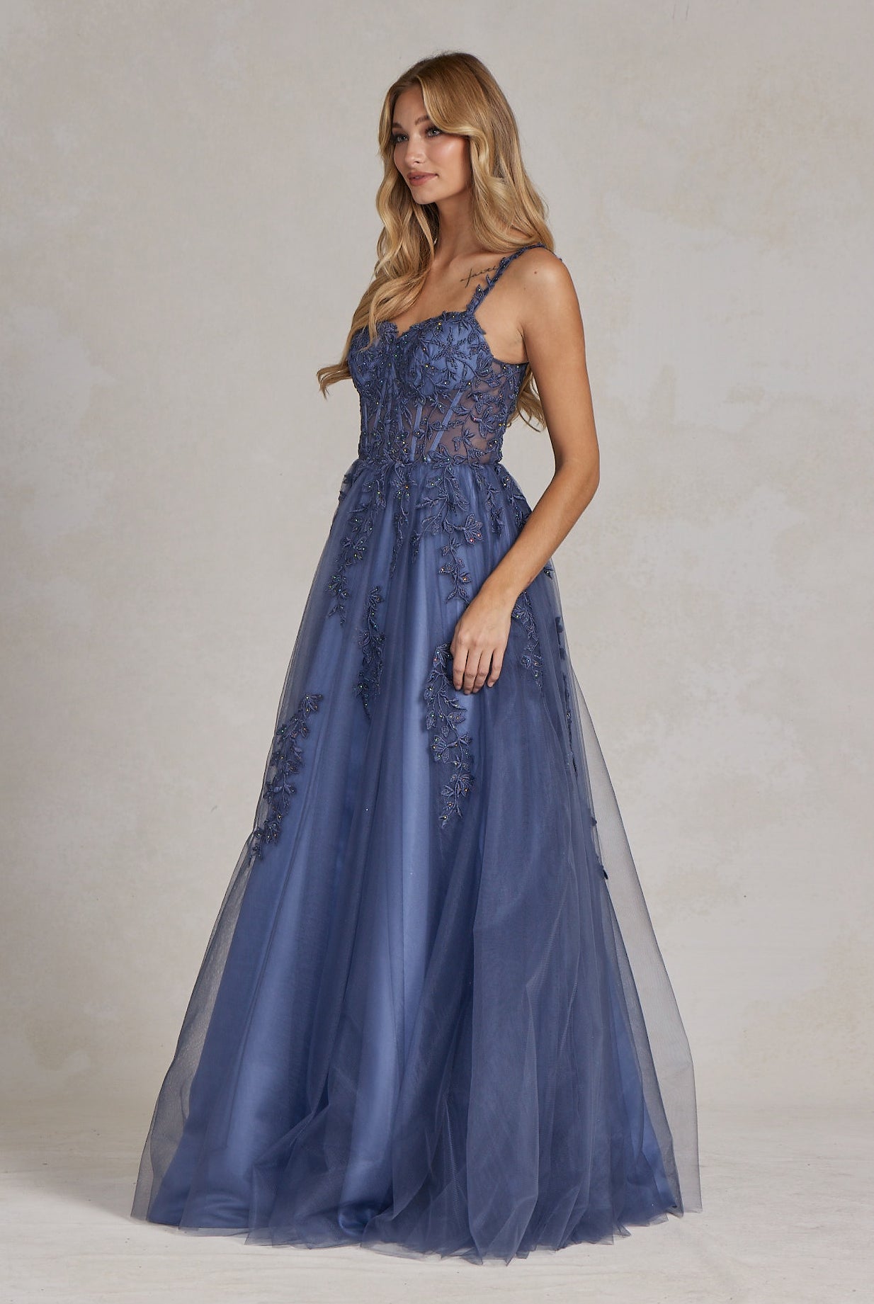 A-Line Embroidered Bodice Sweetheart Open Back Long Prom Dress NXT1082-Prom Dress-smcfashion.com