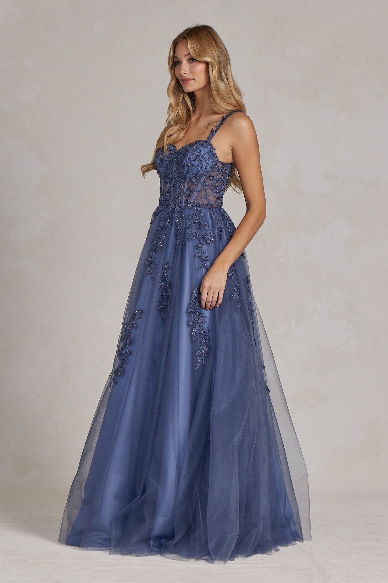 A-Line Embroidered Bodice Sweetheart Open Back Long Prom Dress NXT1082-Prom Dress-smcfashion.com