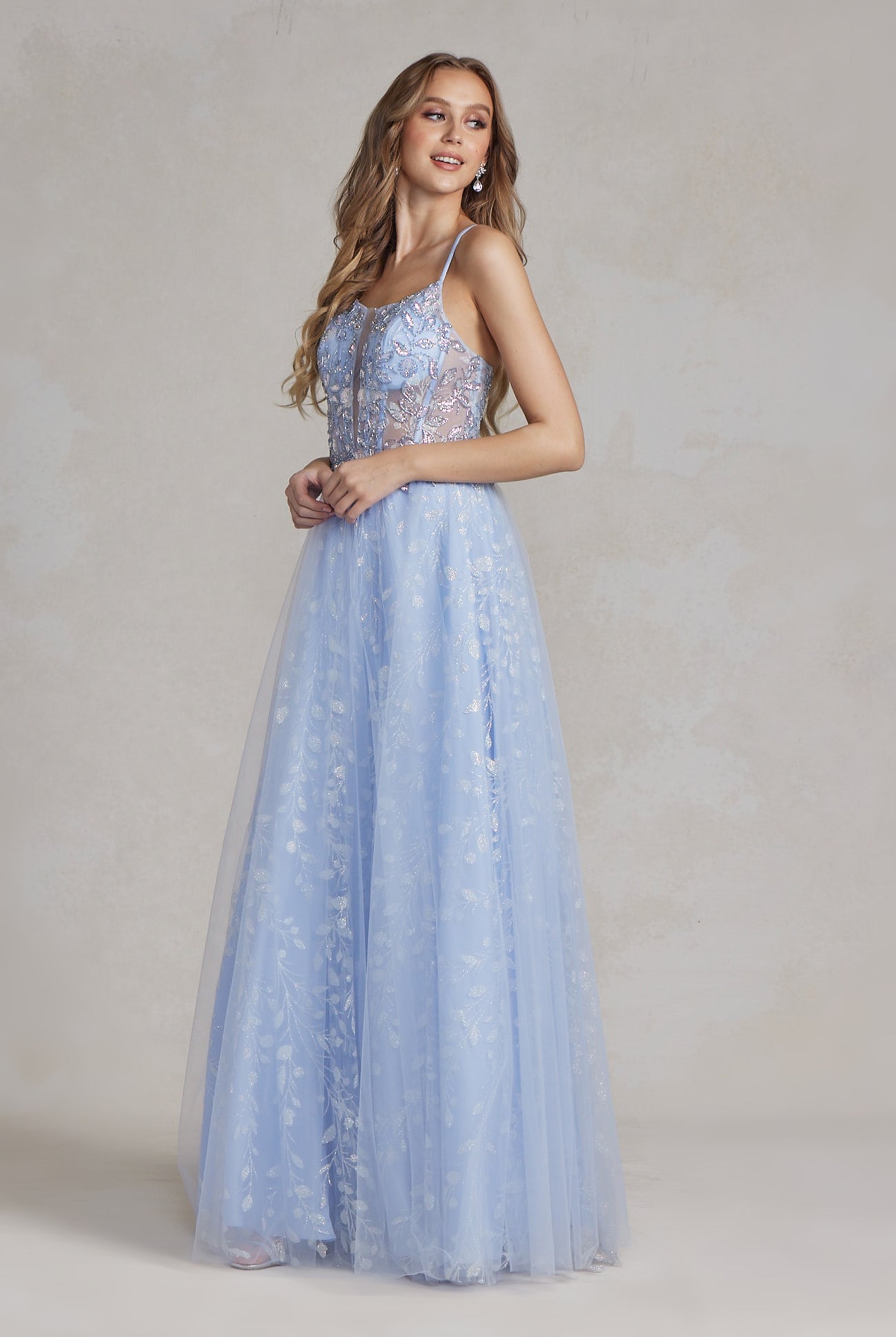 Embroidered Applique Open Corset Back Spaghetti Straps Long Prom Dress NXT1084-Prom Dress-smcfashion.com