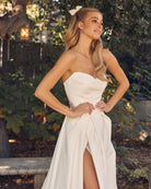 Strapless Side Slit A-Line Sweetheart Long Wedding Dress NXJW938-Wedding Dress-smcfashion.com