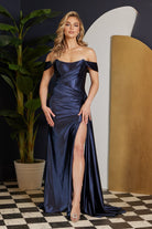 Off Shoulder Satin Open Back Long Evening Dress NXE1043-Evening Dress-smcfashion.com