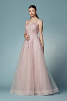 Floral Embellished Beads Bodice Long Prom & Bridesmaid Dress NXT449-Prom Dress-smcfashion.com