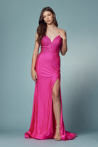 Embellished Jewel Side Slit Long Bridesmaid & Prom Dress NXE1038-Prom Dress-smcfashion.com